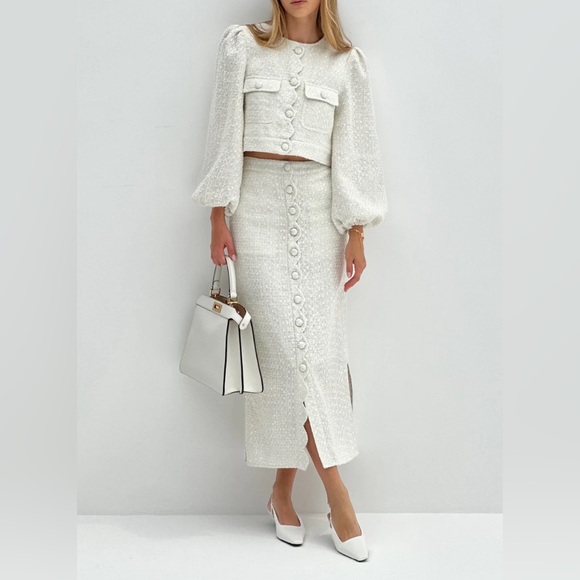 Vita grace Adriana Scallop Button Skirt | Ivory size S - Picture 7 of 12